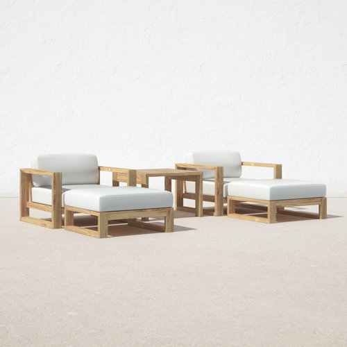 AllModern Cambridge Teak 2 Person Outdoor Seating Group with Cushions